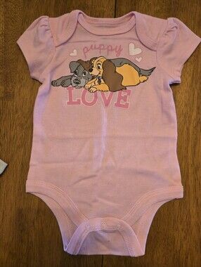 Disney Pink 'Puppy Love' Baby One-Piece Bodysuit
